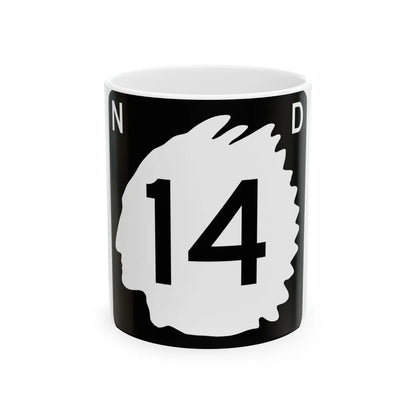 North Dakota 14 (North Dakota) (Road Sign) White Coffee Mug 11oz - Go Mug Yourself