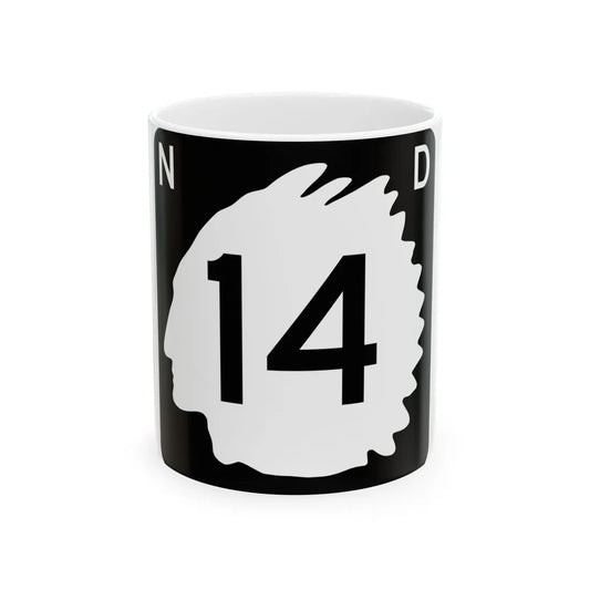 North Dakota 14 (North Dakota) (Road Sign) White Coffee Mug 11oz - Go Mug Yourself