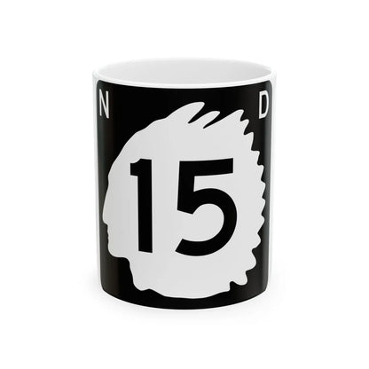 North Dakota 15 (North Dakota) (Road Sign) White Coffee Mug 11oz - Go Mug Yourself