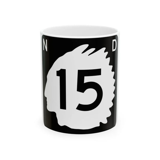 North Dakota 15 (North Dakota) (Road Sign) White Coffee Mug 11oz - Go Mug Yourself