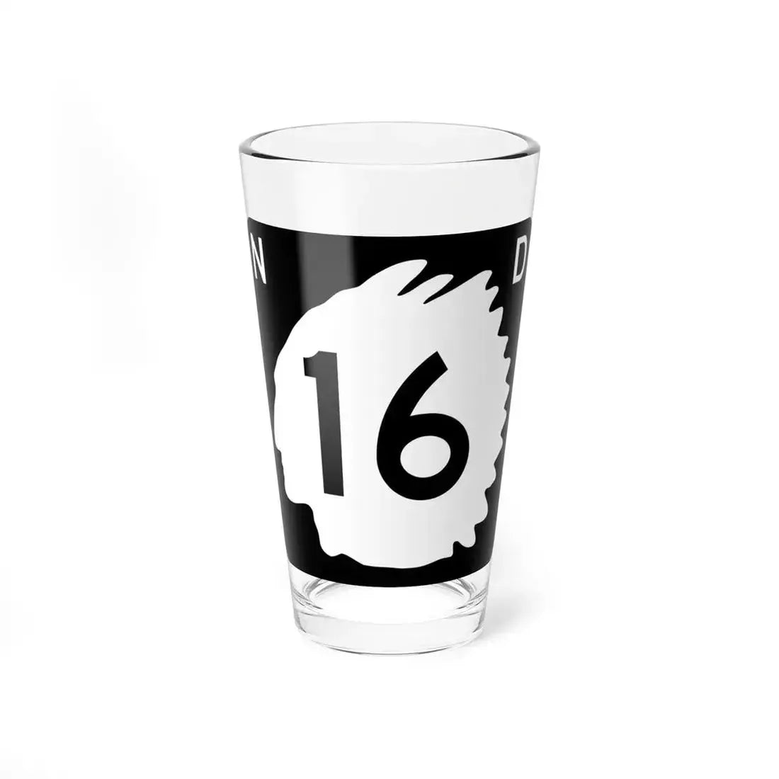 North Dakota 16 (North Dakota) (Road Sign) Pint Glass 16oz 16oz - Go Mug Yourself