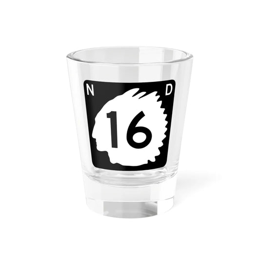 North Dakota 16 (North Dakota) (Road Sign) Shot Glass 1.5oz 1.5oz - Go Mug Yourself