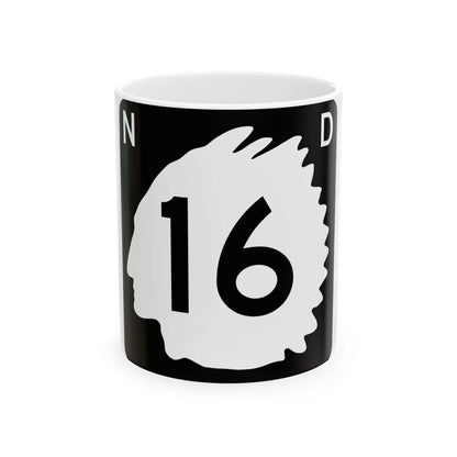 North Dakota 16 (North Dakota) (Road Sign) White Coffee Mug 11oz - Go Mug Yourself