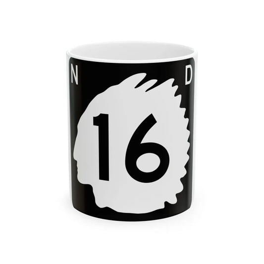 North Dakota 16 (North Dakota) (Road Sign) White Coffee Mug 11oz - Go Mug Yourself