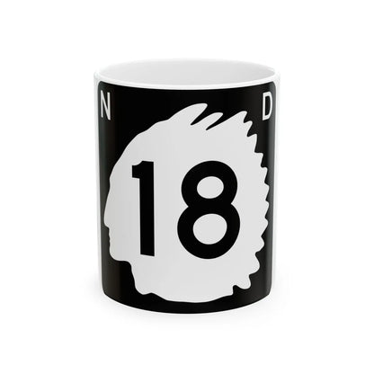 North Dakota 18 (North Dakota) (Road Sign) White Coffee Mug 11oz - Go Mug Yourself