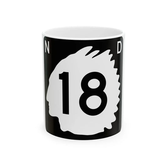North Dakota 18 (North Dakota) (Road Sign) White Coffee Mug 11oz - Go Mug Yourself
