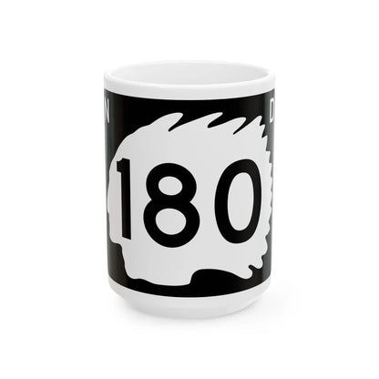 North Dakota 180 (North Dakota) (Road Sign) White Coffee Mug 15oz - Go Mug Yourself