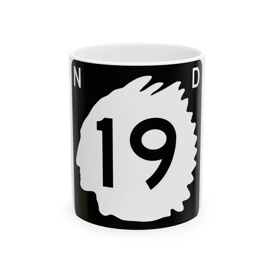 North Dakota 19 (North Dakota) (Road Sign) White Coffee Mug 11oz - Go Mug Yourself
