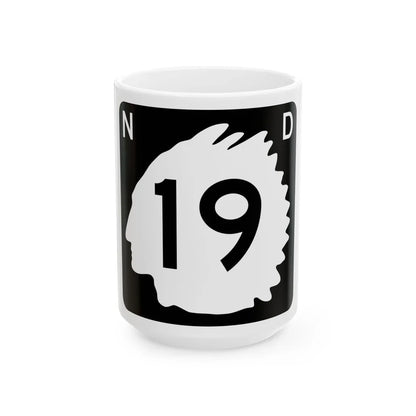 North Dakota 19 (North Dakota) (Road Sign) White Coffee Mug 15oz - Go Mug Yourself