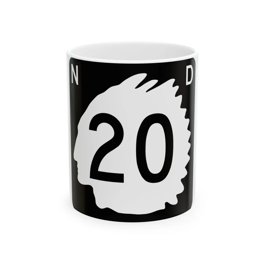 North Dakota 20 (North Dakota) (Road Sign) White Coffee Mug 11oz - Go Mug Yourself