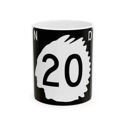North Dakota 20 (North Dakota) (Road Sign) White Coffee Mug 11oz - Go Mug Yourself