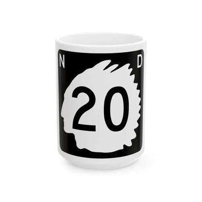 North Dakota 20 (North Dakota) (Road Sign) White Coffee Mug 15oz - Go Mug Yourself