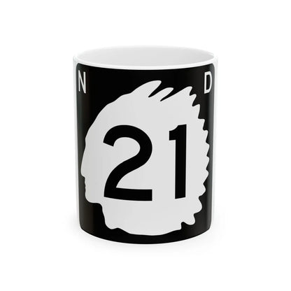 North Dakota 21 (North Dakota) (Road Sign) White Coffee Mug 11oz - Go Mug Yourself
