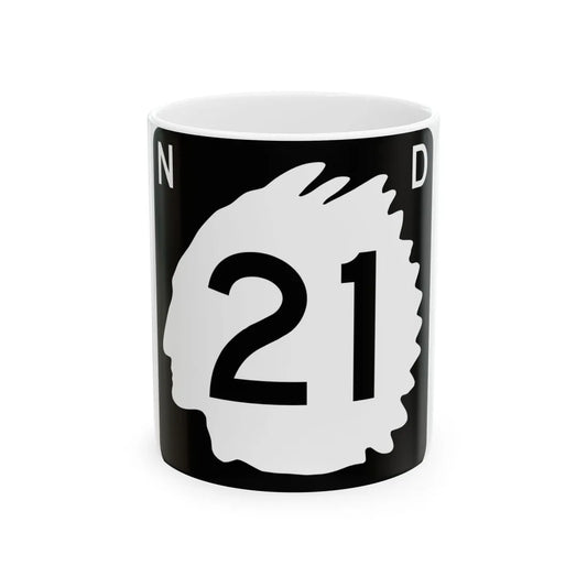 North Dakota 21 (North Dakota) (Road Sign) White Coffee Mug 11oz - Go Mug Yourself