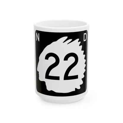 North Dakota 22 (North Dakota) (Road Sign) White Coffee Mug 15oz - Go Mug Yourself