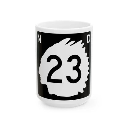 North Dakota 23 (North Dakota) (Road Sign) White Coffee Mug 15oz - Go Mug Yourself