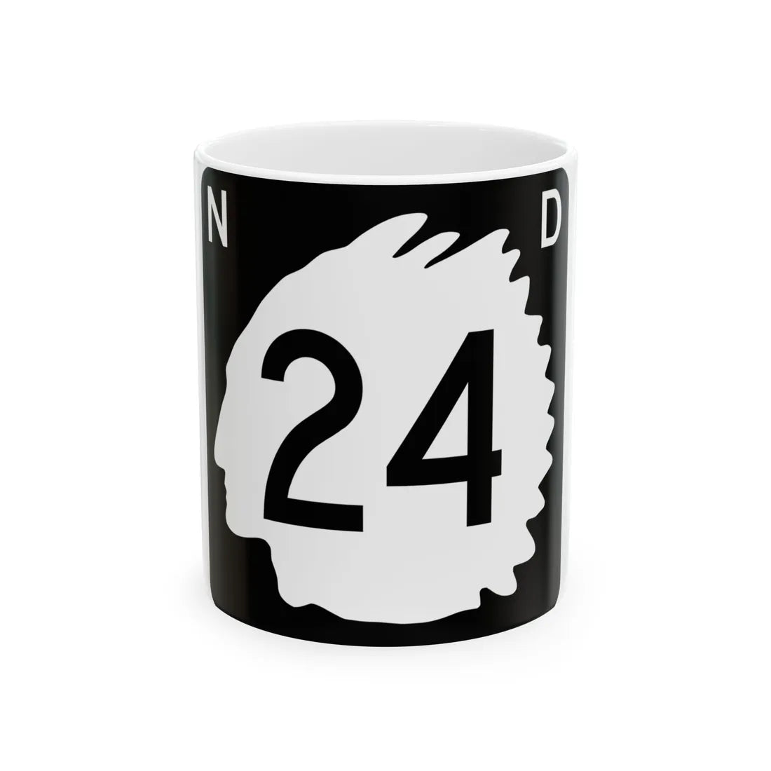 North Dakota 24 (North Dakota) (Road Sign) White Coffee Mug 11oz - Go Mug Yourself