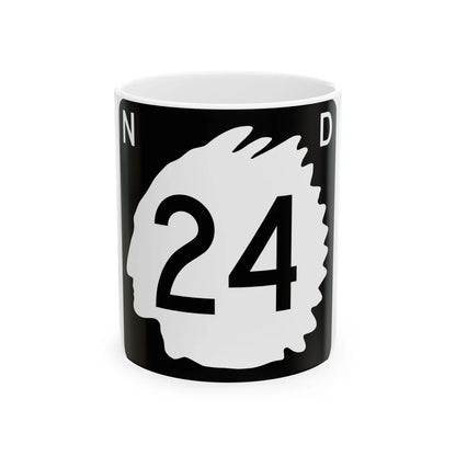 North Dakota 24 (North Dakota) (Road Sign) White Coffee Mug 11oz - Go Mug Yourself