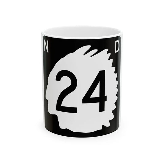 North Dakota 24 (North Dakota) (Road Sign) White Coffee Mug 11oz - Go Mug Yourself