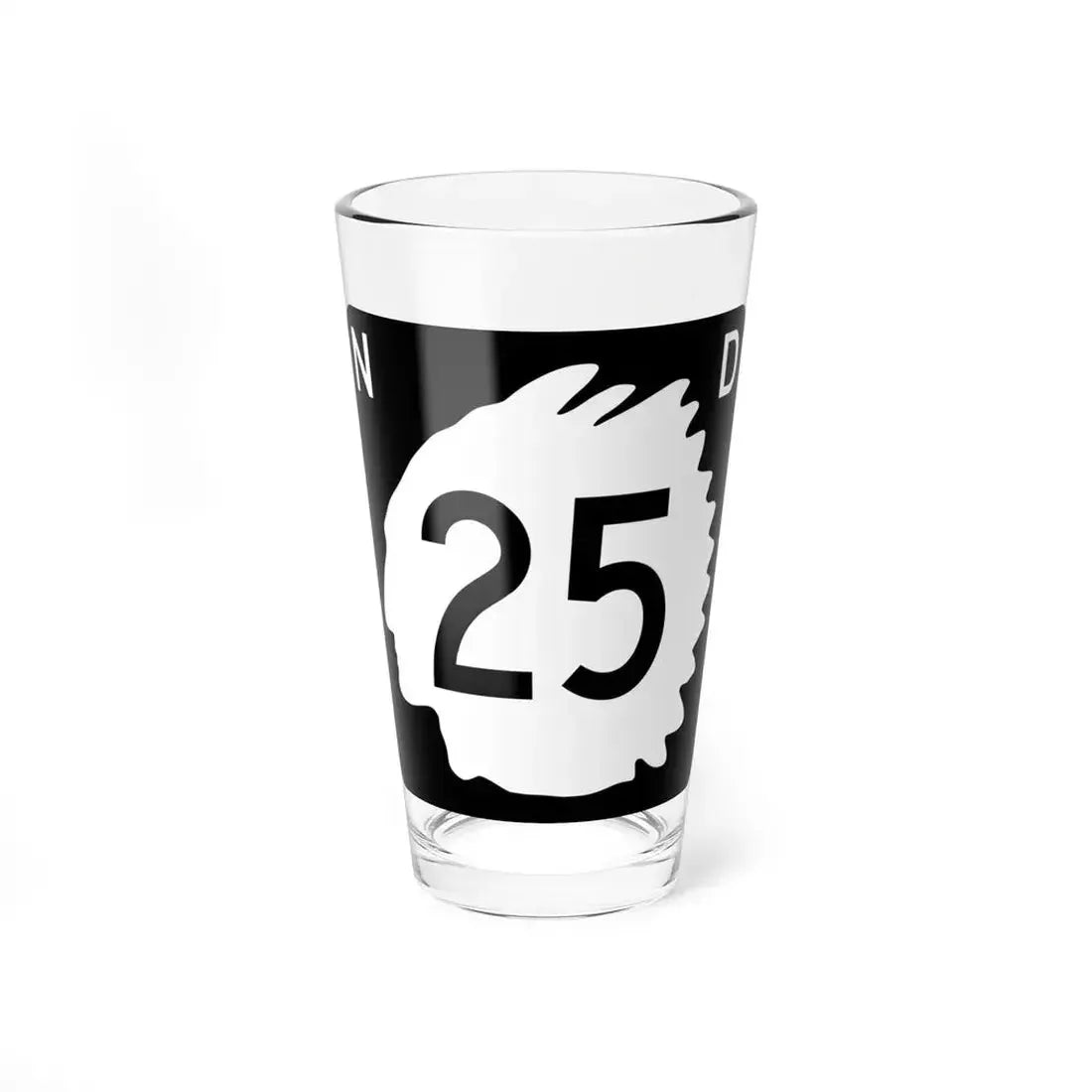 North Dakota 25 (North Dakota) (Road Sign) Pint Glass 16oz 16oz - Go Mug Yourself