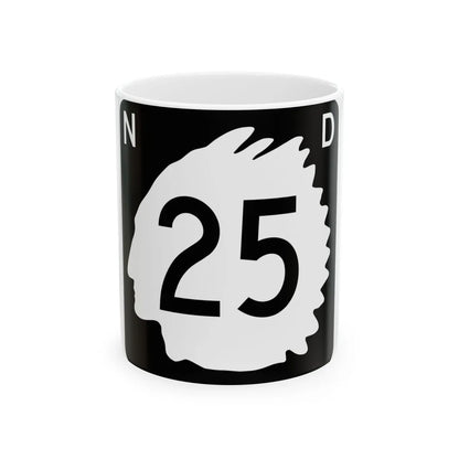 North Dakota 25 (North Dakota) (Road Sign) White Coffee Mug 11oz - Go Mug Yourself
