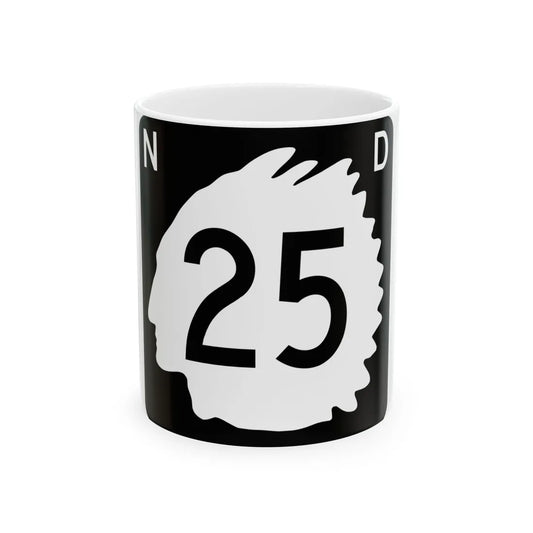 North Dakota 25 (North Dakota) (Road Sign) White Coffee Mug 11oz - Go Mug Yourself