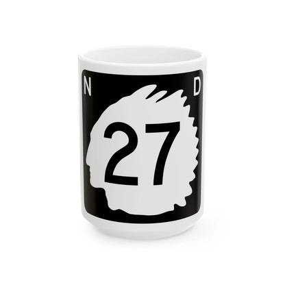 North Dakota 27 (North Dakota) (Road Sign) White Coffee Mug 15oz - Go Mug Yourself