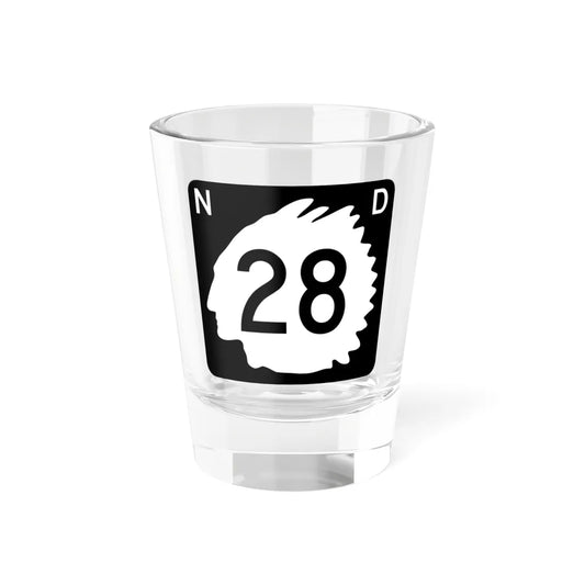 North Dakota 28 (North Dakota) (Road Sign) Shot Glass 1.5oz 1.5oz - Go Mug Yourself