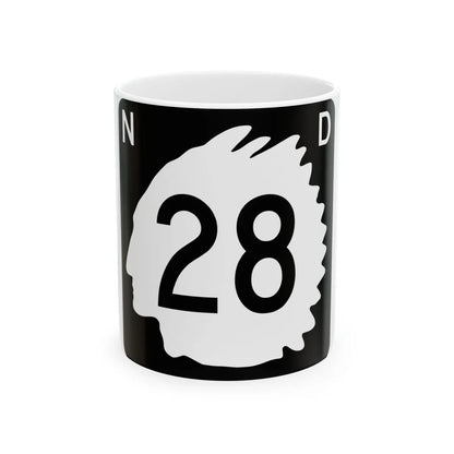 North Dakota 28 (North Dakota) (Road Sign) White Coffee Mug 11oz - Go Mug Yourself