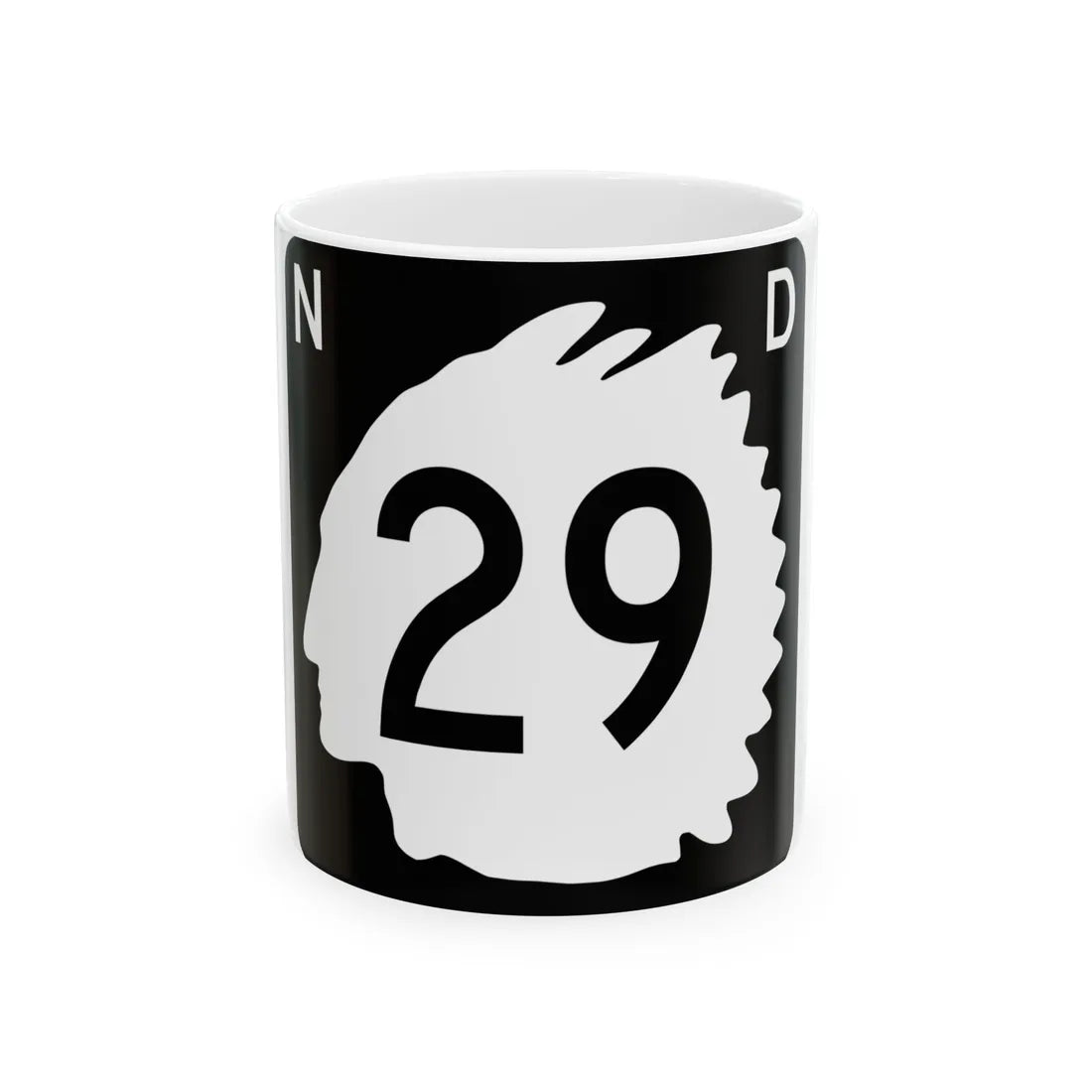 North Dakota 29 (North Dakota) (Road Sign) White Coffee Mug 11oz - Go Mug Yourself