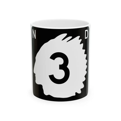 North Dakota 3 (North Dakota) (Road Sign) White Coffee Mug 11oz - Go Mug Yourself