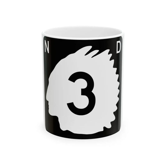 North Dakota 3 (North Dakota) (Road Sign) White Coffee Mug 11oz - Go Mug Yourself