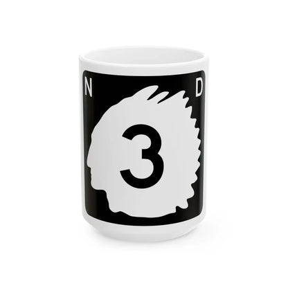 North Dakota 3 (North Dakota) (Road Sign) White Coffee Mug 15oz - Go Mug Yourself