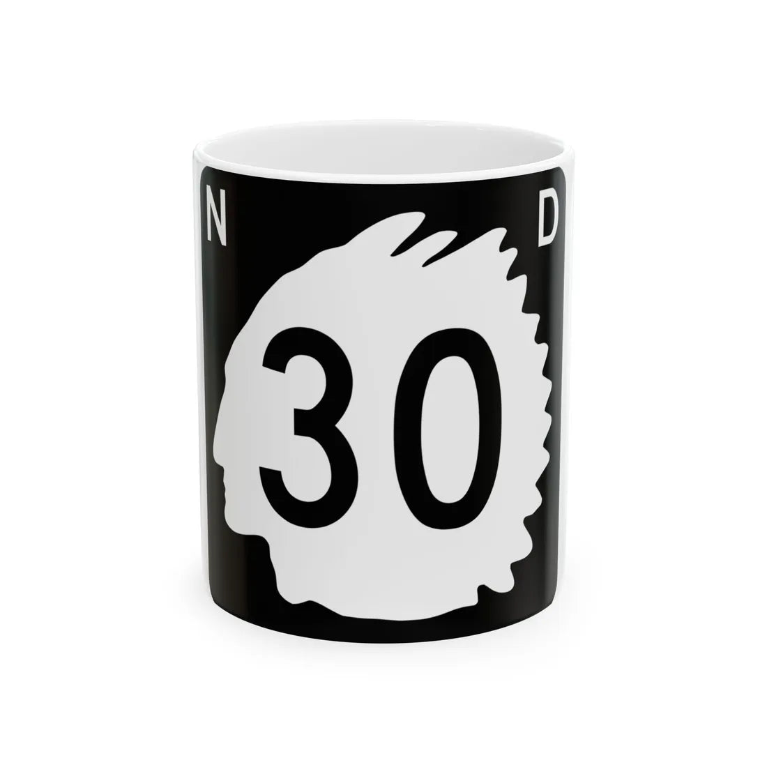 North Dakota 30 (North Dakota) (Road Sign) White Coffee Mug 11oz - Go Mug Yourself