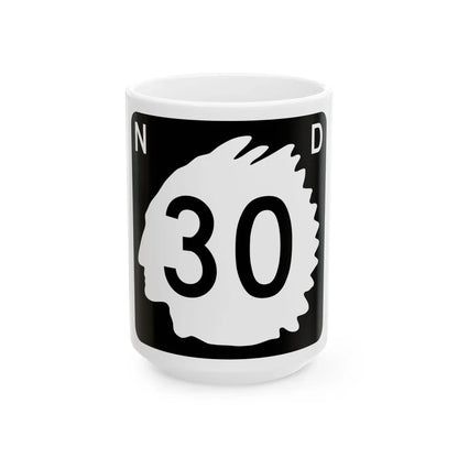 North Dakota 30 (North Dakota) (Road Sign) White Coffee Mug 15oz - Go Mug Yourself