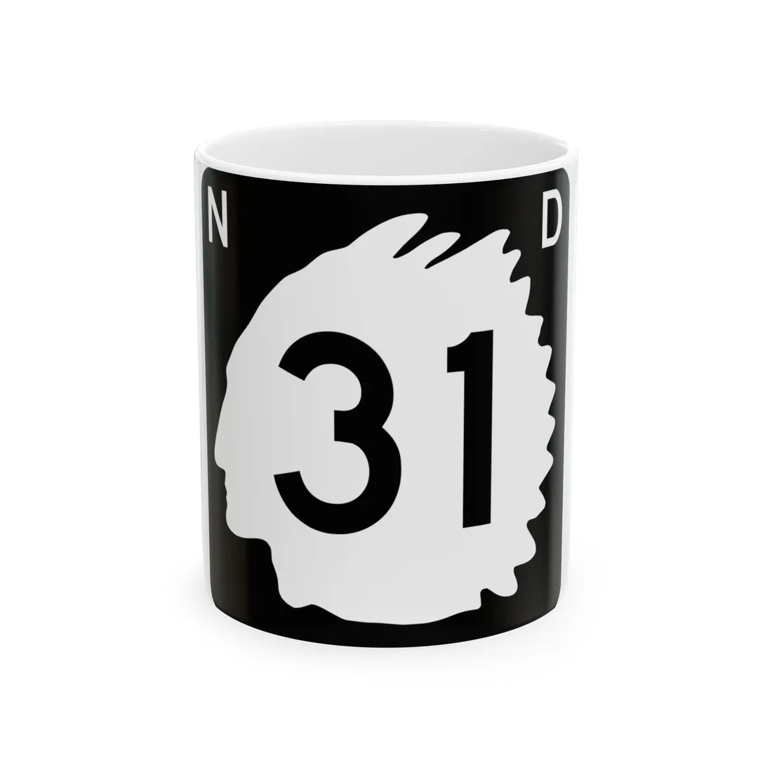 North Dakota 31 (North Dakota) (Road Sign) White Coffee Mug 11oz - Go Mug Yourself