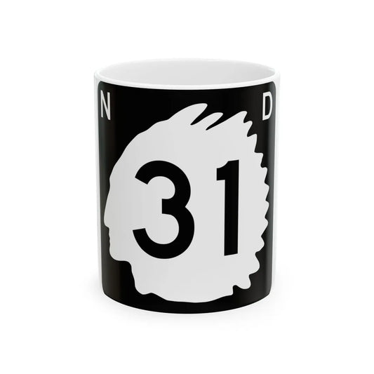 North Dakota 31 (North Dakota) (Road Sign) White Coffee Mug 11oz - Go Mug Yourself