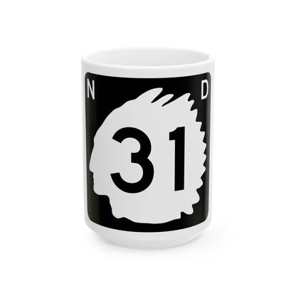North Dakota 31 (North Dakota) (Road Sign) White Coffee Mug 15oz - Go Mug Yourself