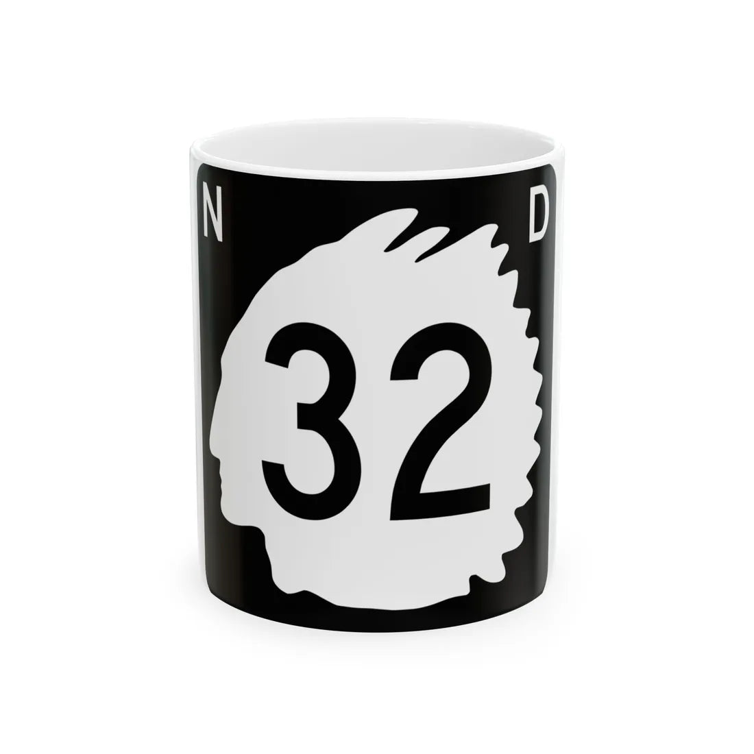 North Dakota 32 (North Dakota) (Road Sign) White Coffee Mug 11oz - Go Mug Yourself