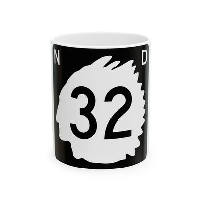North Dakota 32 (North Dakota) (Road Sign) White Coffee Mug 11oz - Go Mug Yourself