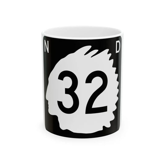 North Dakota 32 (North Dakota) (Road Sign) White Coffee Mug 11oz - Go Mug Yourself