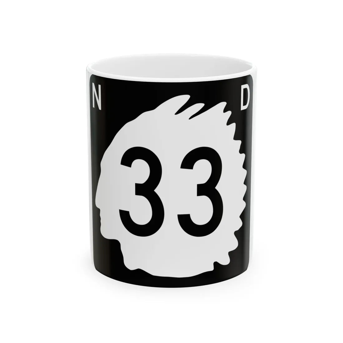 North Dakota 33 (North Dakota) (Road Sign) White Coffee Mug 11oz - Go Mug Yourself