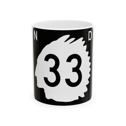North Dakota 33 (North Dakota) (Road Sign) White Coffee Mug 11oz - Go Mug Yourself