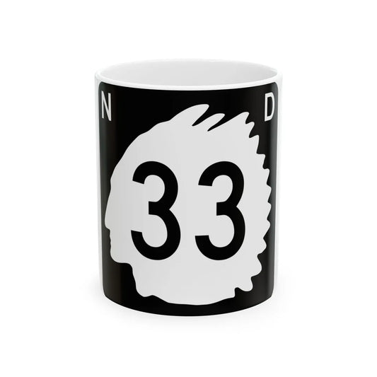 North Dakota 33 (North Dakota) (Road Sign) White Coffee Mug 11oz - Go Mug Yourself