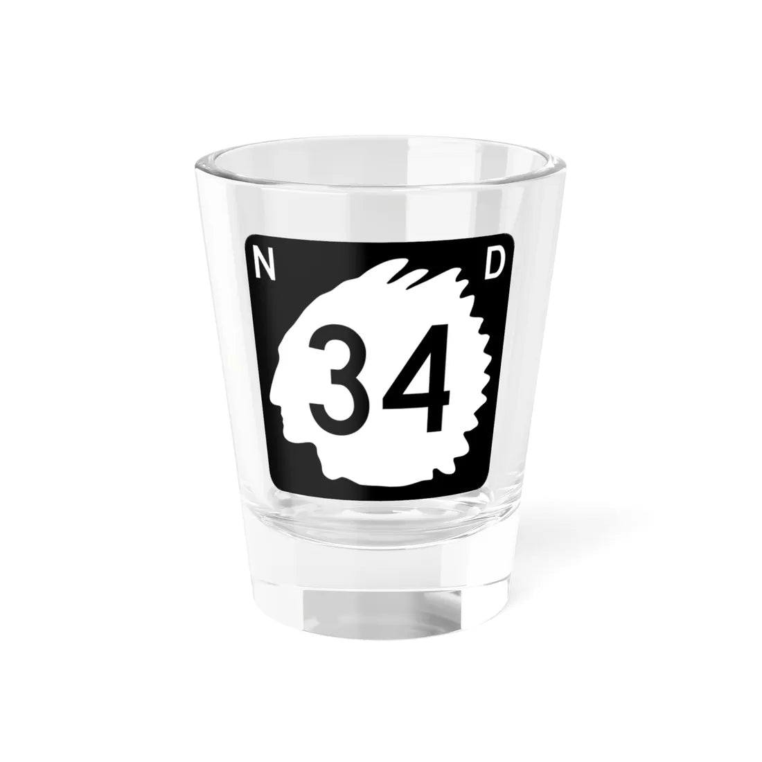 North Dakota 34 (North Dakota) (Road Sign) Shot Glass 1.5oz 1.5oz - Go Mug Yourself