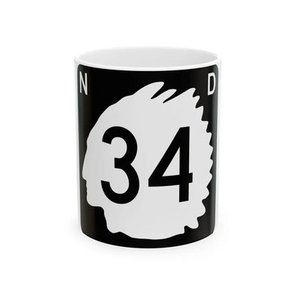 North Dakota 34 (North Dakota) (Road Sign) White Coffee Mug 11oz - Go Mug Yourself