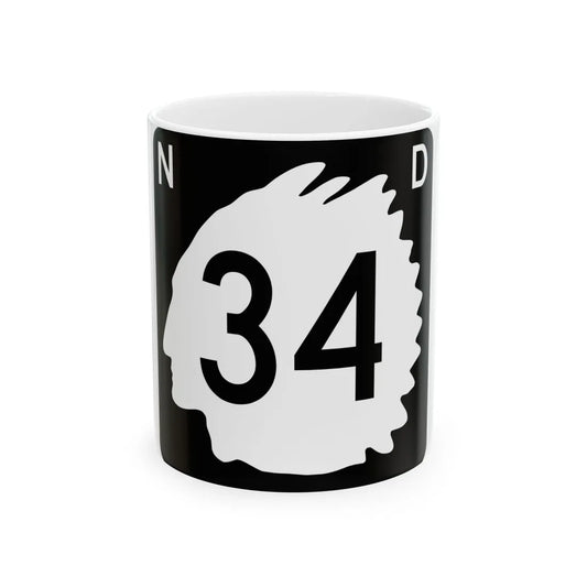 North Dakota 34 (North Dakota) (Road Sign) White Coffee Mug 11oz - Go Mug Yourself