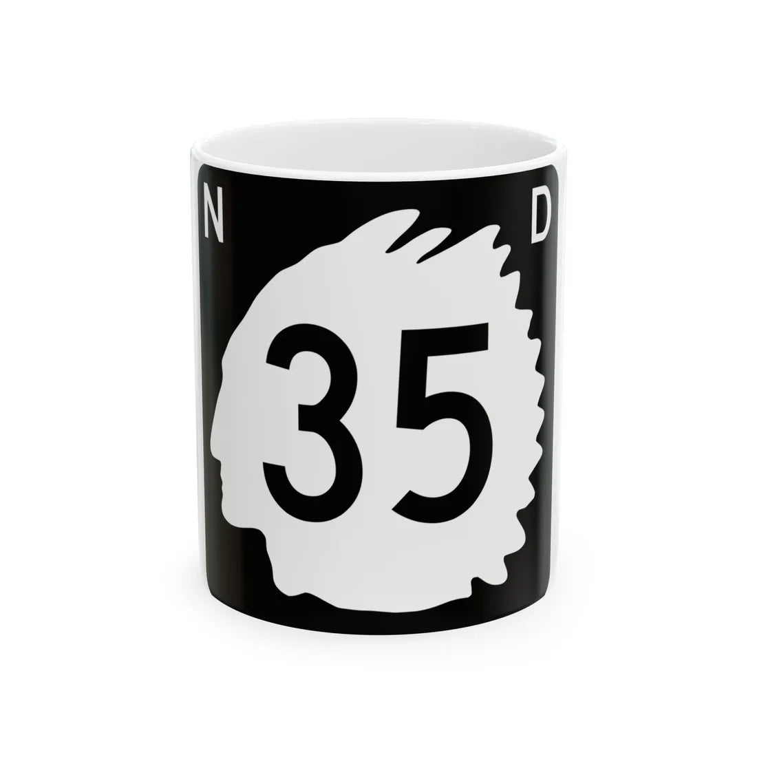 North Dakota 35 (North Dakota) (Road Sign) White Coffee Mug 11oz - Go Mug Yourself