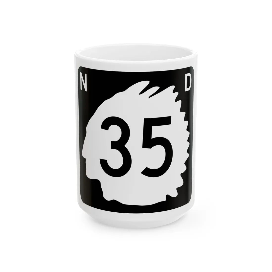 North Dakota 35 (North Dakota) (Road Sign) White Coffee Mug 15oz - Go Mug Yourself