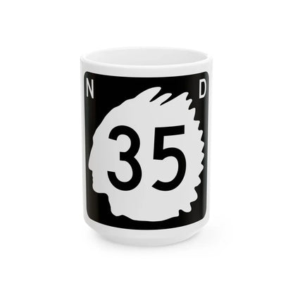 North Dakota 35 (North Dakota) (Road Sign) White Coffee Mug 15oz - Go Mug Yourself